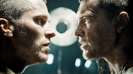 (L-r) CHRISTIAN BALE stars as John Connor and SAM WORTHINGTON stars as Marcus Wright in Warner Bros. Pictures' action/sci-fi feature Terminator Salvation, a Warner Bros. Pictures release. Photo courtesy of Warner Bros. Pictures.