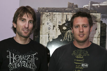 San Diego, California - July 23, 2009:  Sharlto Copley and Director Neill Blomkamp at a Comic-Con advanced screening of TriStar Pictures' sci-fi thriller DISTRICT 9. Photo By:  Matt Young/SPE, Inc.